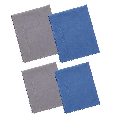 Wisdompro 4-Pack Microfiber Cleaning Cloth, 12x8.25''&13.5x8.63''-Blue/Grey - color: Blue, Grey