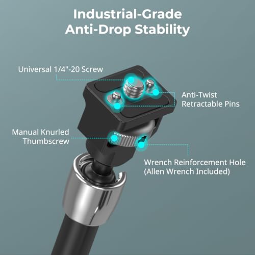 SMALLRIG 12.9 Inches Magic Arm Clamp, with 1/4 Screw & Anti-Deflection Pin