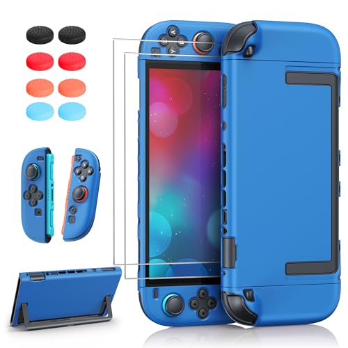 FYOUNG Upgrade Switch 2 Protective Case&Screen Protector Set,Dockable Cover - color: Blue, size: for switch 2 7.9inch