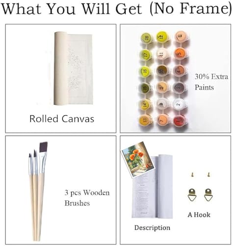 ZRIZQ Paint by Numbers Kit for Adults Beginner,Flowers,16x20 - color: 16"X20"Rolled Canvas-Flowers 4