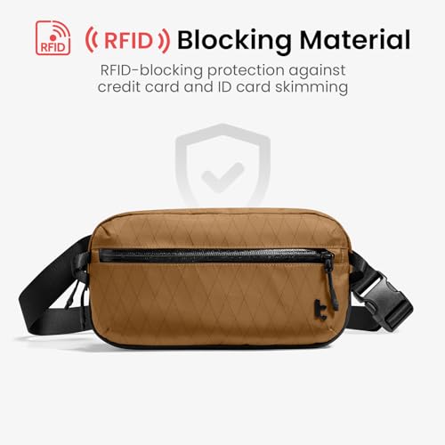 tomtoc 3.5L X-Pac Sling Bag with RFID Blocking Crossbody Pack for Men Women - color: X-Pac Brown, size: 3.5L