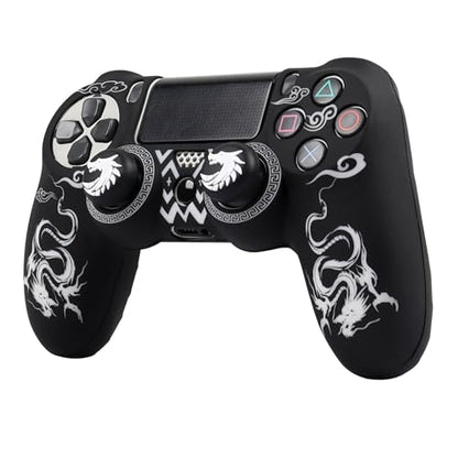 RALAN Controller Skins for PS4,Fruit Silicone Controller Cover Skin Protector Compatible /PS4 Slim/PS4 Pro Controller with 2 Cute Thumb Grips Caps… - color: Black White dargon