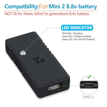 Quick Charger with QC3.0 Fast Charge Drone Accessories USB Charger with Type-C Cable for DJI Mavic Mini 2 Drone