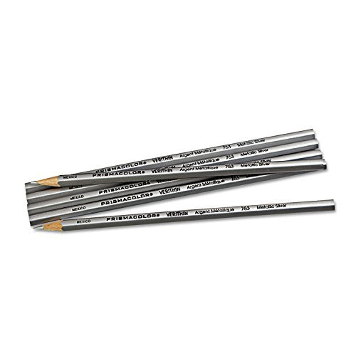 Prismacolor 02460 Verithin Colored Pencils Metallic Silver Dozen