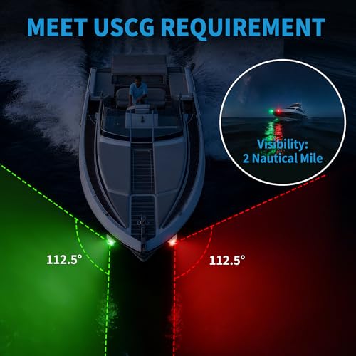 Obcursco LED Boat Navigation Lights, Red and Green Vertical Mount Bow Light - color: Electroplate Silver
