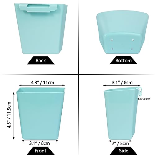 6 Pack Hanging Cup Holders for Rolling Carts, Teal, 2.4in x 3.5in x 4.5in - color: Teal