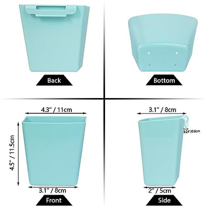 6 Pack Hanging Cup Holders for Rolling Carts, Teal, 2.4in x 3.5in x 4.5in - color: Teal