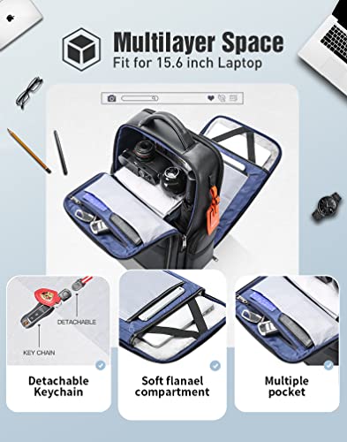 BOPai 40L Genuine Business Leather Laptop Professional Backpack for Men 15.6 inch Computer with USB Charging Multi-Functional Large Capacity Travel Smart Work Rucksack Anti Theft Black - color: Black4