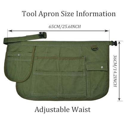Nanxson Tool Apron Half Canvas Apron With Muti-Pockets - color: Armygreen