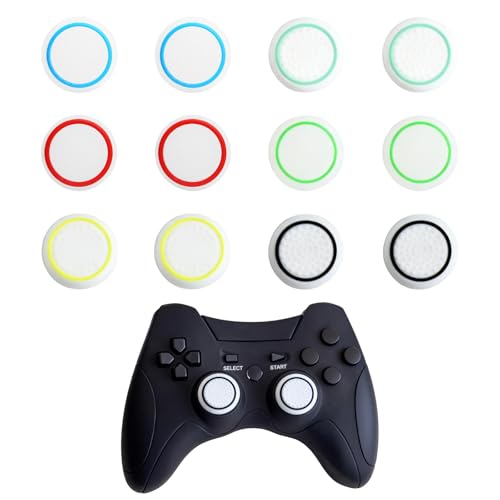 12pcs Controller Thumb Grips Set,Joystick Caps,Thumb Stick Grip Cover Joystick Button Caps Controller Assist for PS4/PS5(White)