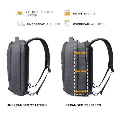 Knack Series 1 Medium Travel Backpack, 15.6-Inch Laptop, Expandable 27-39L - color: Savile Gray, size: Medium