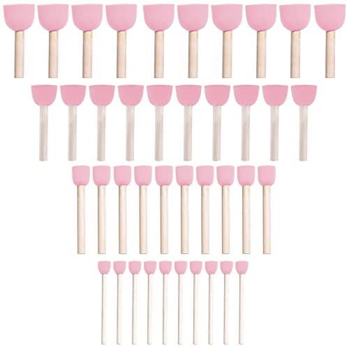 WAFJAMF 40 Pcs Round Sponges Brush Set 4 Sizes DIY Painting Tools Pink - color: Pink
