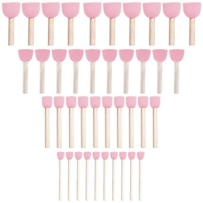 WAFJAMF 40 Pcs Round Sponges Brush Set 4 Sizes DIY Painting Tools Pink - color: Pink