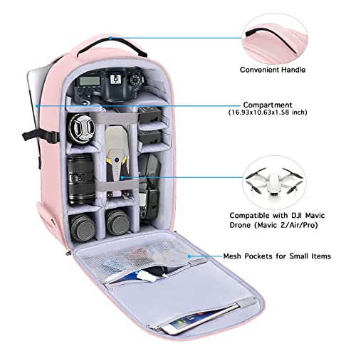 MOSISO Camera Backpack, DSLR/SLR/Mirrorless Photography Camera Bag - color: Pink