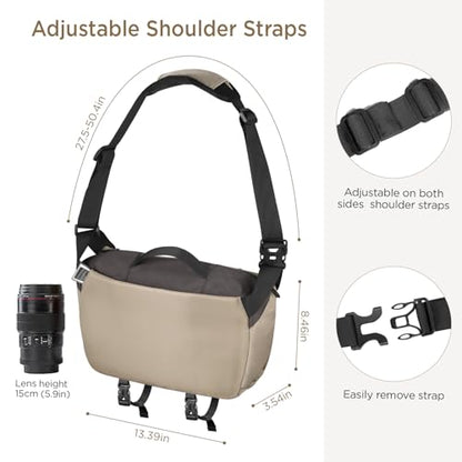 TAAOKA Camera Sling Bag, Waterproof Camera Case with Tripod Holder, DSLR/SLR/Mirrorless Cameras Shoulder Bag, Crossbody Camera Bags for Photography (Coffe) - color: COFFE