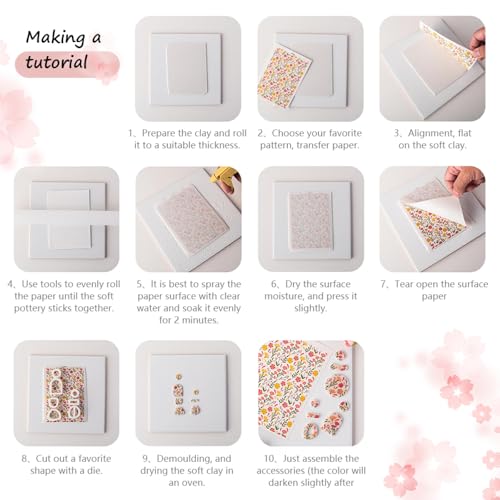 6 Pcs Transfer Paper for Polymer Clay, Triangles Circles Irregular Figure Pattern Clay Transfer Sheets, Water Soluble Polymer Clay Transfer Sheets Paper for DIY Jewelry Earrings Making 5.8"X3.9"