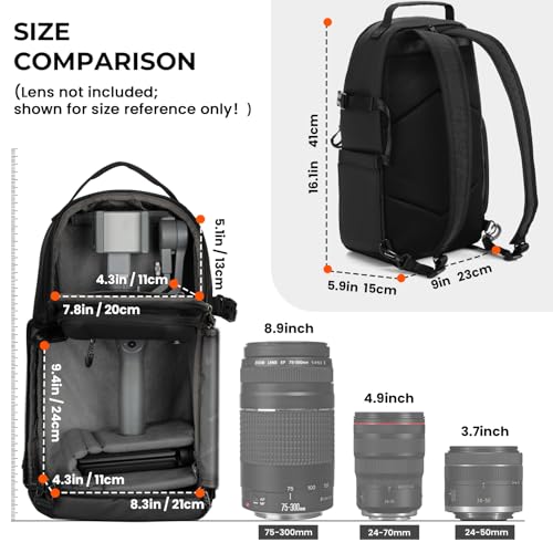 TARION 2-in-1 Camera Backpack & Shoulder Sling Bag Compact 9L Black TR-S - color: 2-in-1 Sling/Backpack Black, size: Large