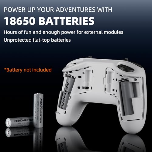Radiomaster T8L ELRS 2.4GHz Radio Transmitter, 204g Lightweight Screenless Remote Controller with Hall-Effect Gimbals, USB-C Charging & Simulator Compatibility for FPV Drones (White) - color: White