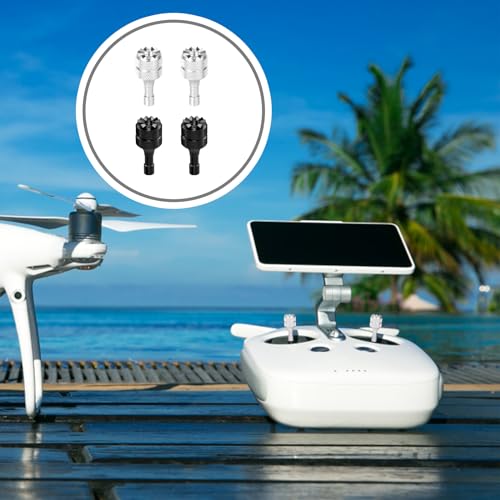 4pcs Drone Control Sticks, Detachable Drone Joysticks Controller Stick Thumb Replacement Accessories Compatible with DJI Mini 3 Pro Drone DJI RC Rocker (Black, Silver) - color: Black, Silver