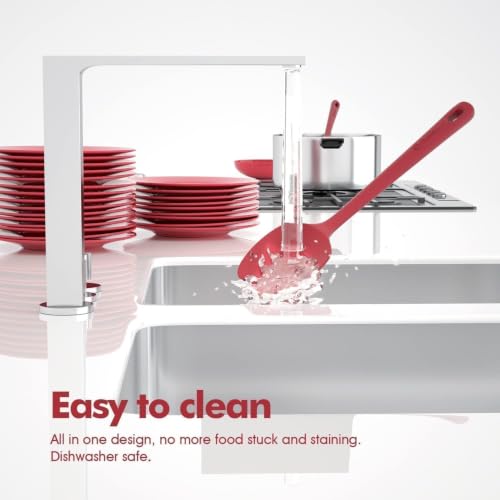 ChefAide 4 Pieces Silicone Spatulas Set, Heat Resistant Rubber Spatula - color: Red, size: 4 pieces