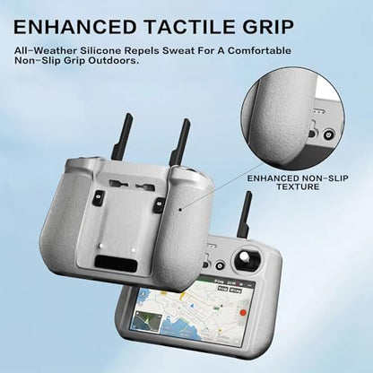 DJI RC2 Silicone Case, Anti-Slip Protective Cover for Mini 4 Pro/Air 3S/RC 2 Controller, Shockproof Skin (Grey)