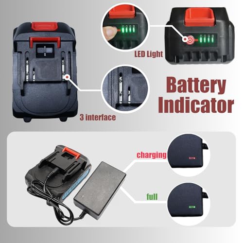 Mini Chainsaw Battery, 21v Lithium Battery - 2.0 Ah Battery with Electric Quantity Display, Include Charger Adapter, Suitable for Cordless Powe - size: 2000mAH