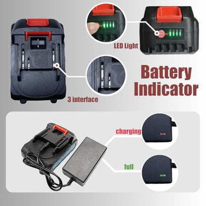 Mini Chainsaw Battery, 21v Lithium Battery - 2.0 Ah Battery with Electric Quantity Display, Include Charger Adapter, Suitable for Cordless Powe - size: 2000mAH