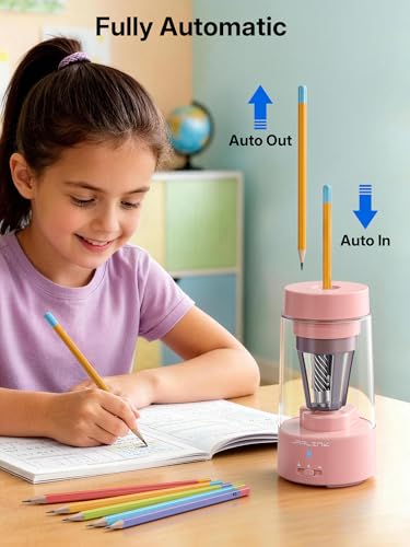 JARLINK Fully Automatic Rechargeable Electric Pencil Sharpener - color: Pink