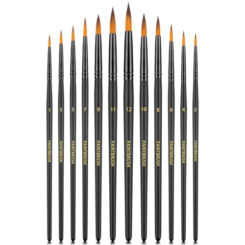 Watercolor Brushes FENORKEY 12Pcs Round for Watercolor, Acrylic, Gouache & Ink
