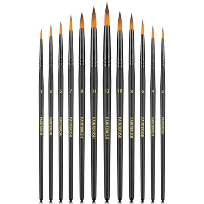 Watercolor Brushes FENORKEY 12Pcs Round for Watercolor, Acrylic, Gouache & Ink