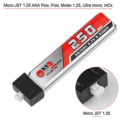 1S 3.7V 250mAh 30C LiPo Battery 4Pack Micro JST 1.25 for Tiny Whoop Drone