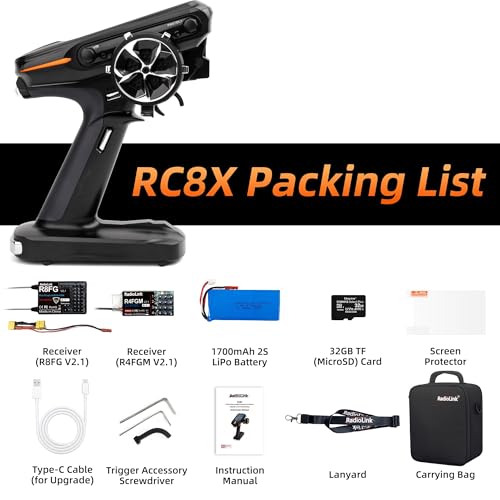 Radiolink RC8X 8CH Touchscreen RC Transmitter and R8FG&R4FGM Gyro Receivers