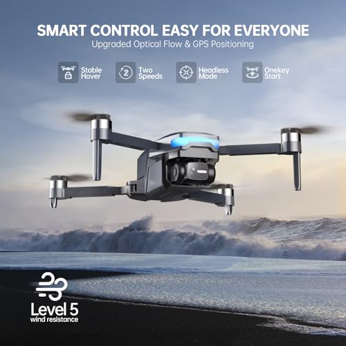 GPS Drones with Camera for Adults 4K, Under 249g, 45 Mins Flight, Brushless Motor, Light, Auto Follow, Tap Fly & Circle Fly, One Key Start, Foldable Drone for Adults Beginners