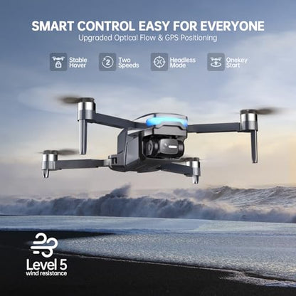 GPS Drones with Camera for Adults 4K, Under 249g, 45 Mins Flight, Brushless Motor, Light, Auto Follow, Tap Fly & Circle Fly, One Key Start, Foldable Drone for Adults Beginners