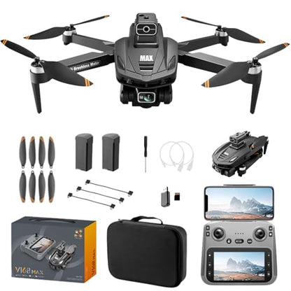 FPV Drone with 4K UHD Camera for Adults, V168 Pro Max GPS Drone with 360° Obstacle Avoidance Brushless Motor RC Drone with 4.5" HD Screen on Controller, Auto Return Altitude Hold Headless Mode, Optical Flow Hover Foldable RC Quadcopter with Screen Remote