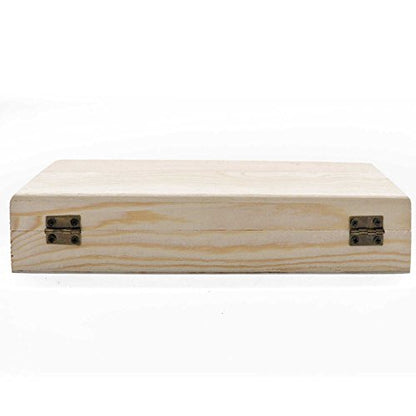 Plain Unfinished Wood Pencil Box, Unpainted Rectangle DIY Artist Tool and Brush Storage Box Case with Locking Clasp, Small