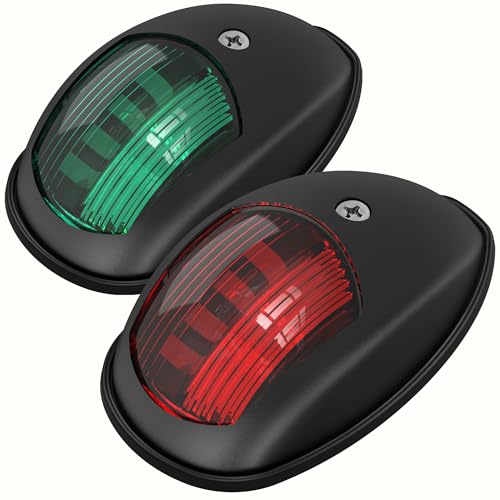 Obcursco LED Boat Navigation Lights, Red and Green Vertical Mount Bow Light - color: Black
