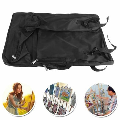 Canvas 4K Drawing Board Carrying Bag, Large Art Portfolio Case with Adjustable Shoulder Strap and Zipper Pockets, Black