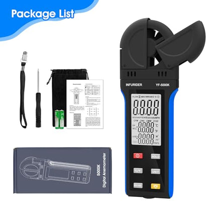 Digital Anemometer Wind Speed Meter, 6-in-1 Wind Gauge for Velocity/Temperature/Relative Humidity, Auto-Off with Data Hold, LCD Backlight, for Shooting, Sailing - style: 5000K