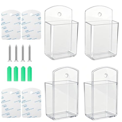 4Pcs Wall Remote Control Holder, Clear Remote Wall Mount for AC TV, Adhesive Remote Control Holder for Office Storage - color: Clear