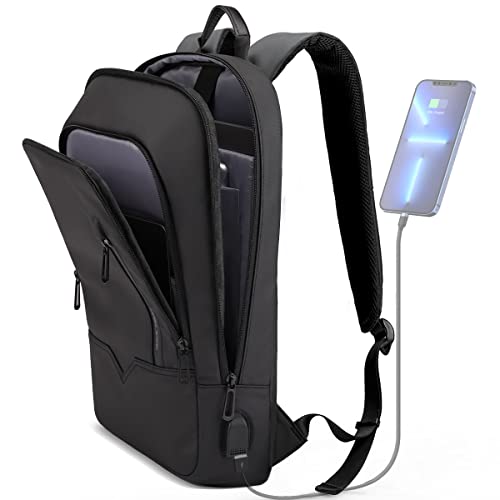hk Backpack for Men Business Slim Laptop Bag - color: Black, size: 15.6 Inch