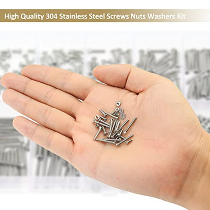 562 Pieces M2 x 4/6 /8/10 /12/16 /20mm Countersunk Head Socket Cap Screws Nuts Washers Assortment Kit, 304 Stainless Steel, Fully Machine Thread - size: M2, style: Countersunk Head Socket Cap