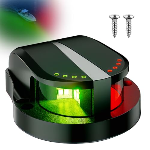 Boat Navigation Lights Red and Green, Bow Lights for Boats LED IP67 Waterproof, Boat Light Marine Running Light for Small Boats - color: Black