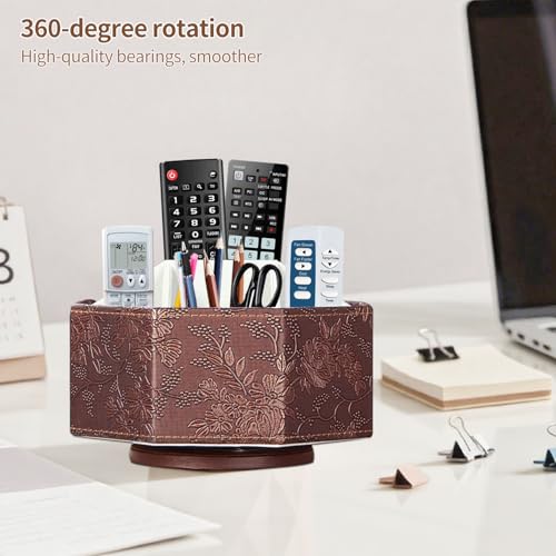 360° Spinning Remote Control Holder,Pen Caddy,Studio Art Supplies Organizer - color: Retro Embroidery