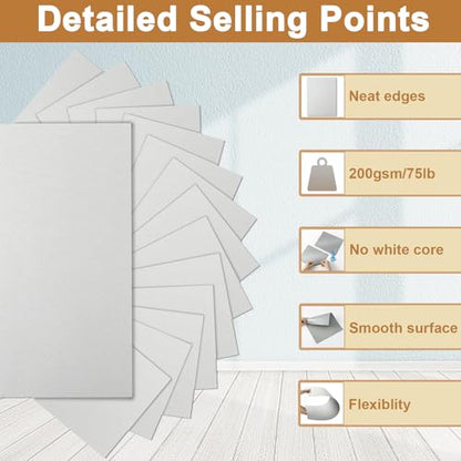 Silunkia 40 Sheets Light Grey Cardstock 8.5 x 11 Crafts Paper 75lb - color: Grey