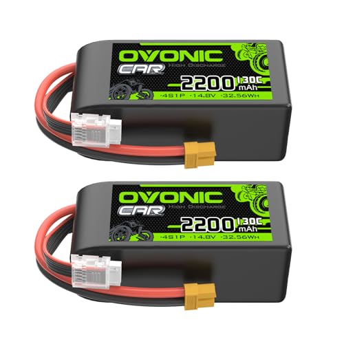 OVONIC 4S LiPo Battery 2200mAh 14.8V 130C Short RC Battery with XT60 Connector