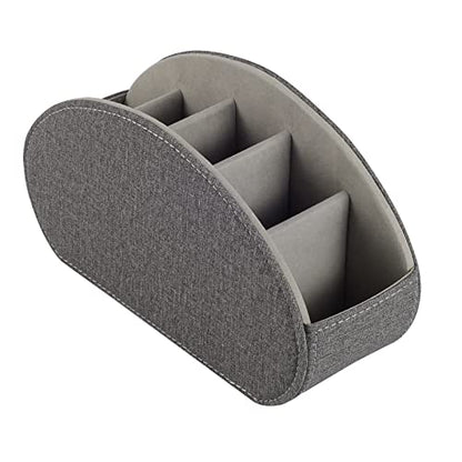 Remote Control Holder,TV Remote Caddy/Box with 5 Compartments,Bedside Table Organizer for Controller,Glasses,makeup brushes,jewelry and Media Player,Pen/Pencil Storage (Grey) - color: Grey