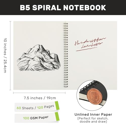 Gueevin 1 Pack 10 x 8 Inch Sketch Book Bulk Spiral Sketchbook 60 Sheets - size: 10 x 8 Inch