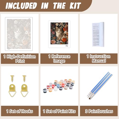 XTCIXAL Paint by Numbers Kit for Adults, Cat, 16X20 Inch - color: 09-Cat