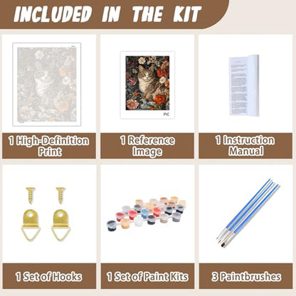 XTCIXAL Paint by Numbers Kit for Adults, Cat, 16X20 Inch - color: 09-Cat